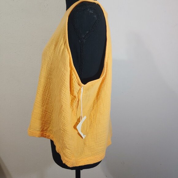 A.n.a. Cropped Tank Tops Cotton Double Gauze and Cotton/Linen Blend Set of 2 - Picture 10 of 12